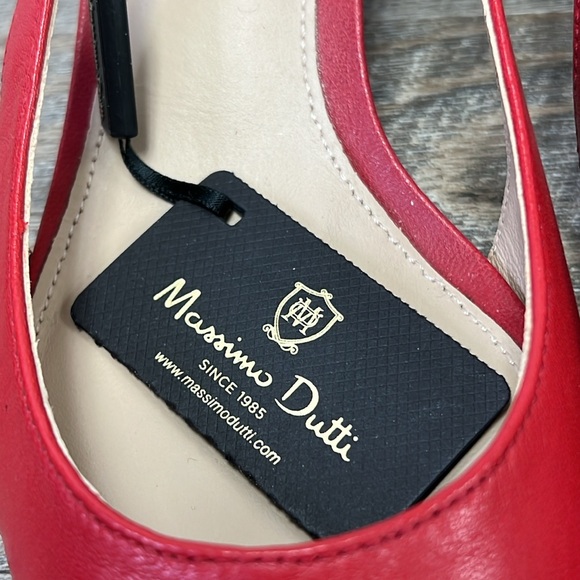 NEW Massimo Dutti Red Leather Pointed Toe Kitten Heel Pumps Size EU 39 US 8-8.5 - Picture 13 of 13